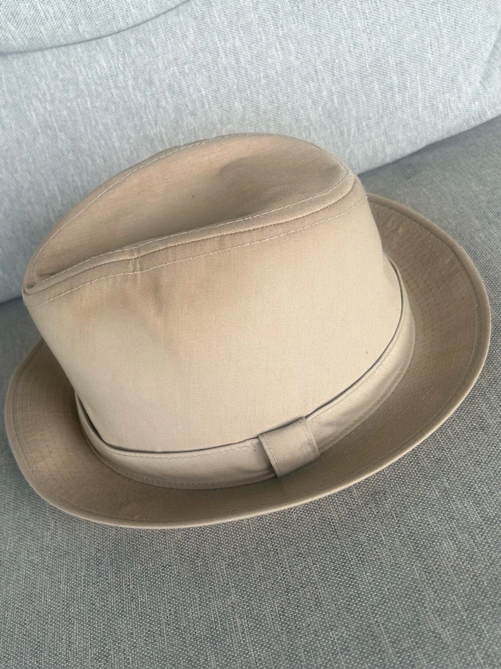 Vintage London Fog Natural Khaki Cotton Canvas Fedora Hat Fitted 7 1/4 L3110